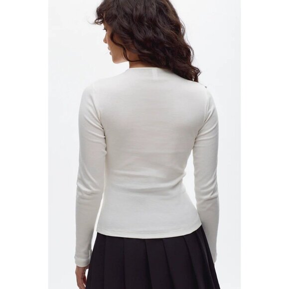 Lot of 2 KOTN Size S Cotton Tops - Fitted Jersey T-Shirt & Long Sleeve Cozy Polo - Picture 11 of 16